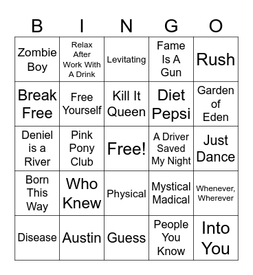 Puff Puff Slay Bingo Card