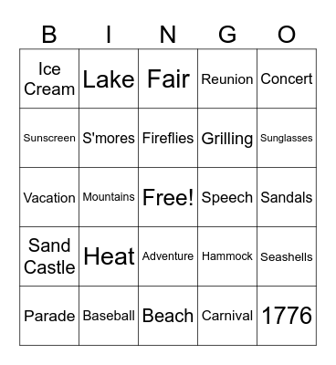 Summer Bingo Card