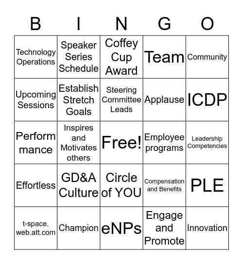 GD&A Speaker Series Bingo Card