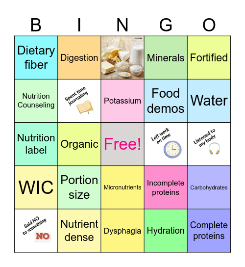 Nutrition Month Bingo Card
