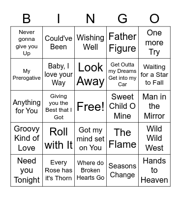 1988 Game 1 Bingo Card