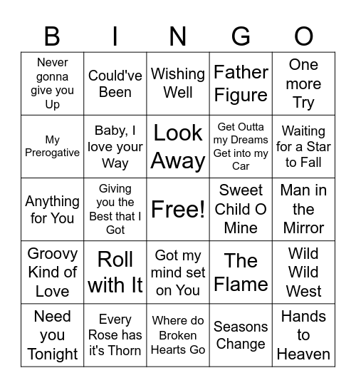 1988 Game 1 Bingo Card