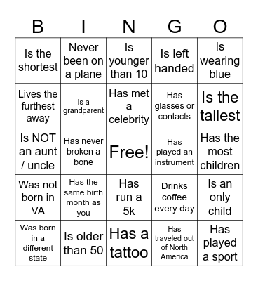 Human Bingo Card