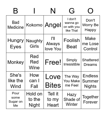 1988 Game 2 Bingo Card