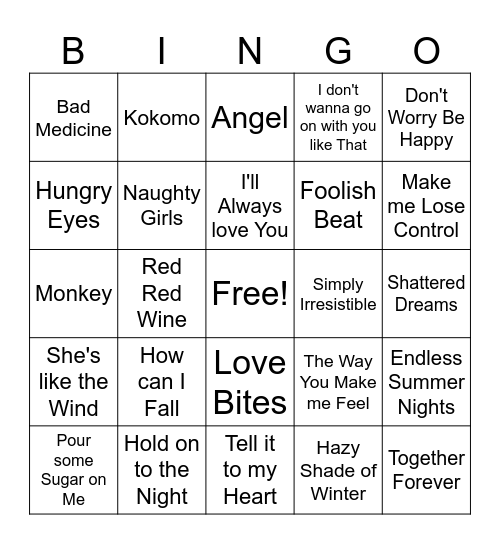 1988 Game 2 Bingo Card