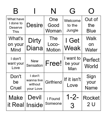 1988 Game 3 Bingo Card