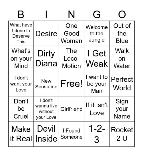 1988 Game 3 Bingo Card