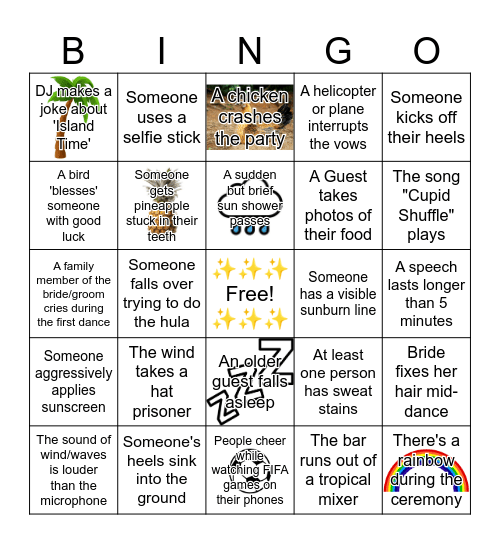 Kelsey & Maxx's Wedding BINGO Card