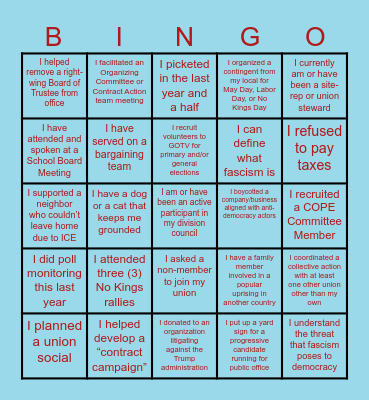 CFT Resistance Bingo Card
