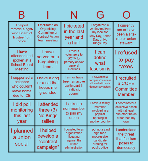 CFT Resistance Bingo Card