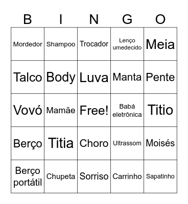 Chá de Bebê Bingo Card
