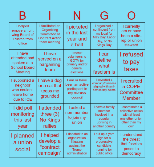 CFT Resistance Bingo Card