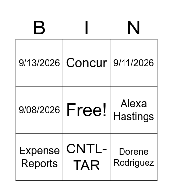 Travel FY26 YE Bingo Card