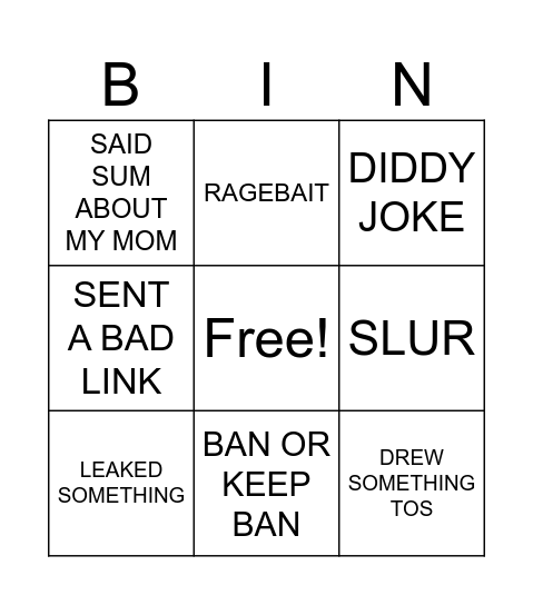 UNBAN REQUESTS BINGO Card