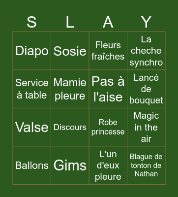 marriage Hugo et Mélanie Bingo Card