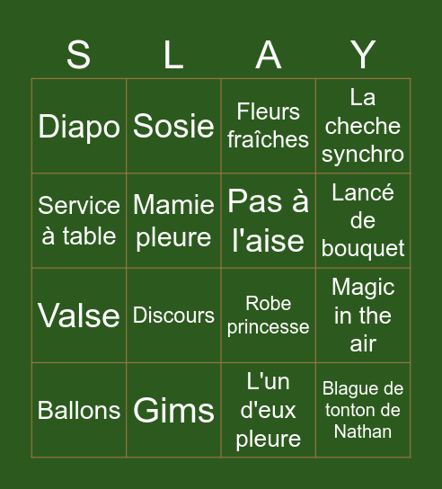 marriage Hugo et Mélanie Bingo Card