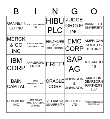 PHLWE TOP 30 ACCOUNTS Bingo Card