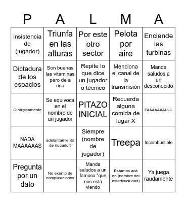 Bingo palma Bingo Card