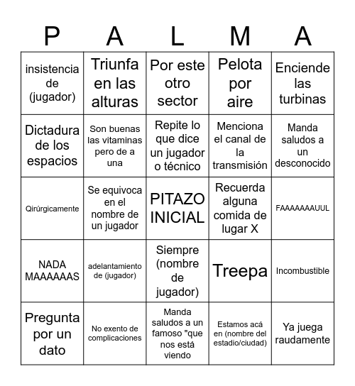 Bingo palma Bingo Card