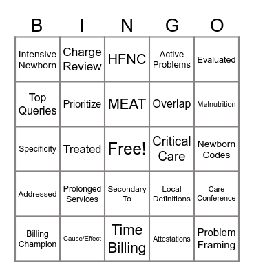 BILLS BINGO - PHM Edition Bingo Card