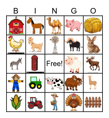 On The Farm Bingo Card