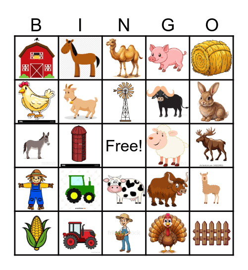 On The Farm Bingo Card