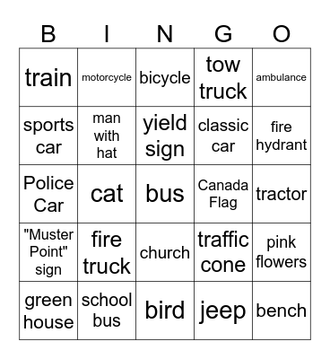 Bus Bingo Card
