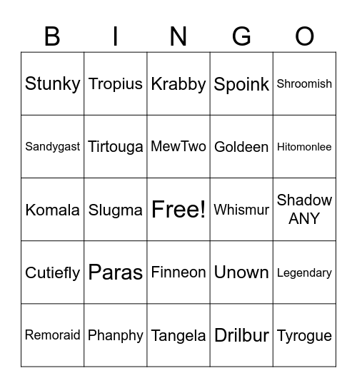 Go Fest 2026 Shinies Bingo Card
