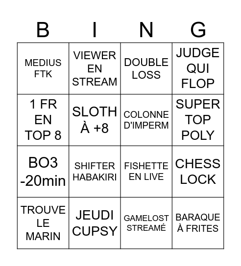 BINGO GO Bingo Card