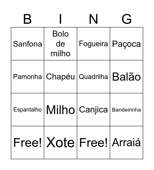São João Ribeirinhos Bingo Card