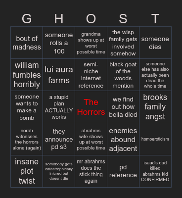 Uppies Four Bingo Card
