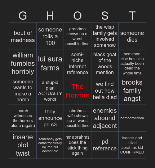 Uppies Four Bingo Card