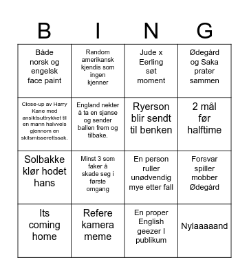 Brunost v Bangers & Mash Bingo Card