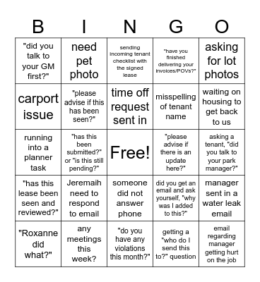 Office BINGO Card