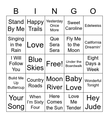 Music Bingo Card