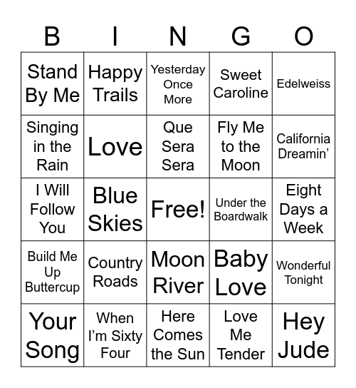 Music Bingo Card