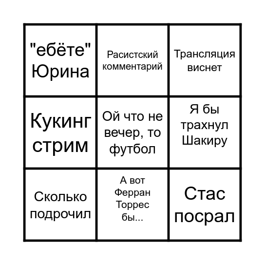 Дискорд Вилли Бинго Bingo Card