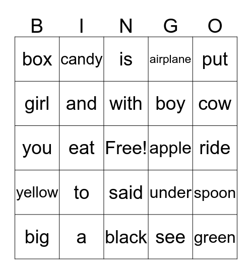 Edmark Bingo Card