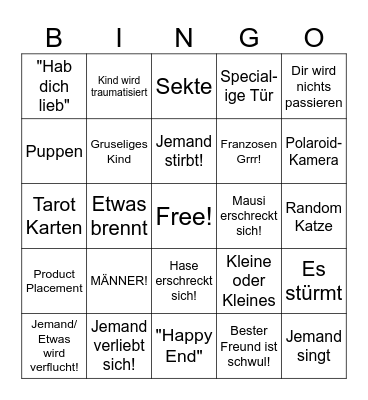 Fanatischer Liebesfilm Bingo Card