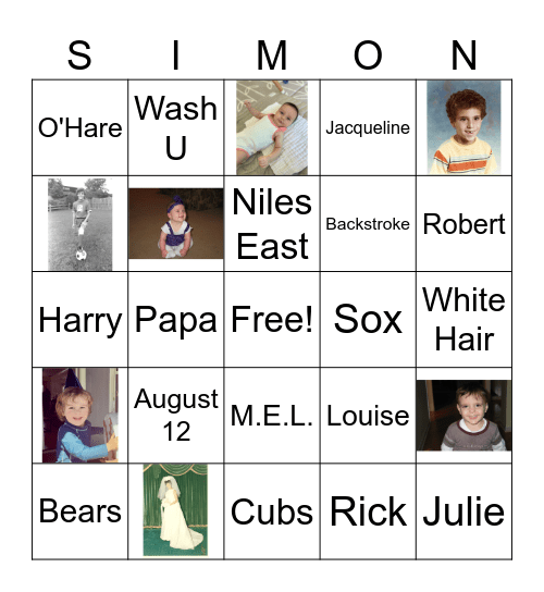 John Simon's 80th Birthday Bingo Card