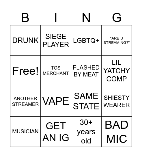 UMINGLE BINGO Card