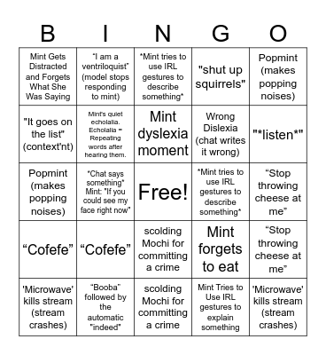 Mint Debut Bingo Card