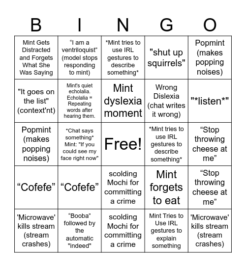 Mint Debut Bingo Card