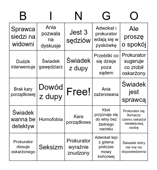 Sędzia Anna Maria v2 Bingo Card