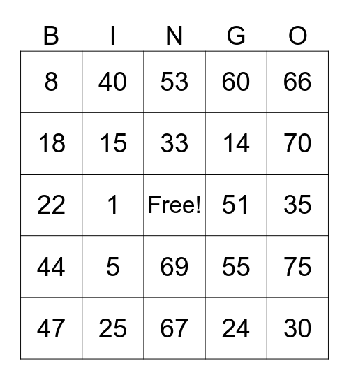 Untitled Bingo Card