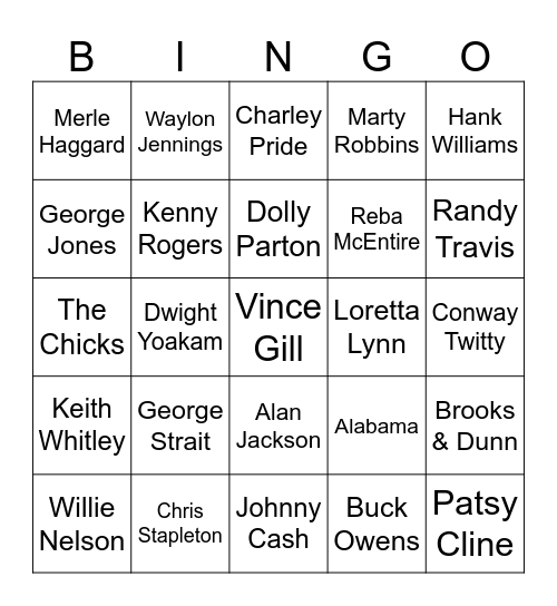 COUNTRY PARTY! Bingo Card