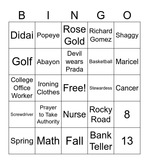 Birthday Bingo Card