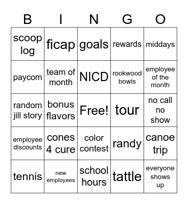 Jill Bingo Card