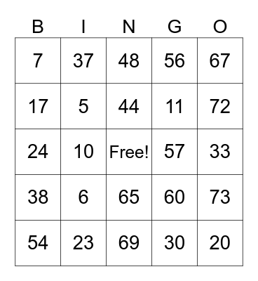 Bill Bingo Card