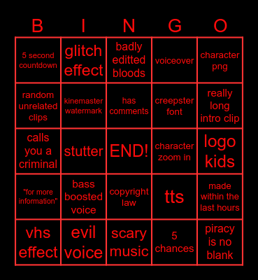 anti piracy Bingo Card